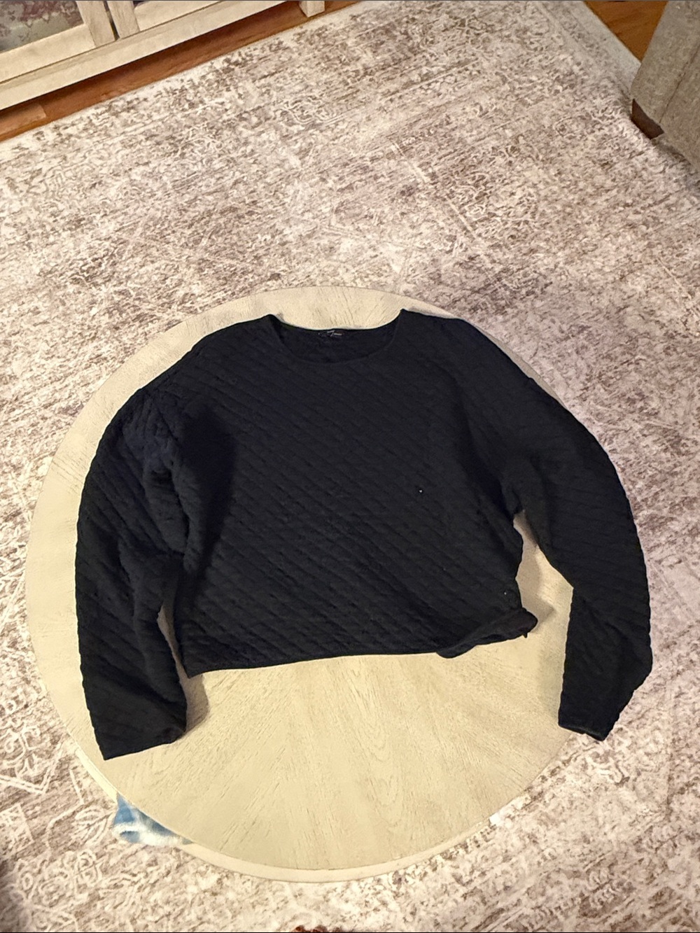 Banana Republic Black Quilted Crewneck Sweater
